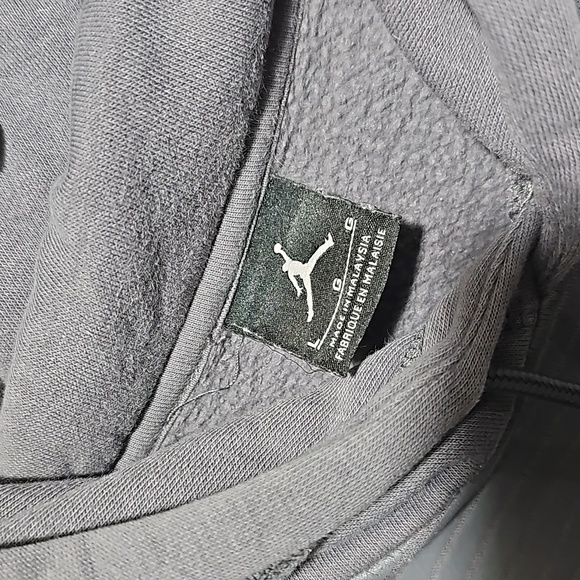 Jordan Gray Hoodie Kangaroo Pocket Pullover Size Large - Picture 4 of 6